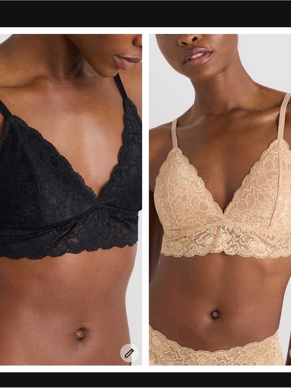 Quince Lace Bralette in Black & Nude